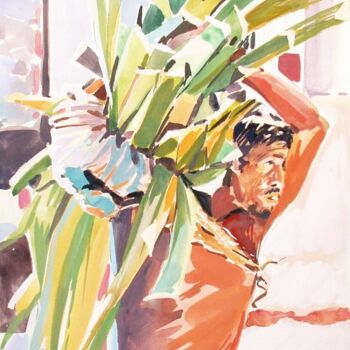 Peinture intitulée ""Le fardeau"" par Philippe Brobeck, Œuvre d'art originale, Gouache