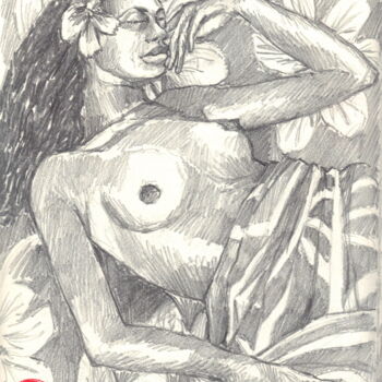 Drawing titled ""Le sommeil"" by Philippe Brobeck, Original Artwork, Pencil