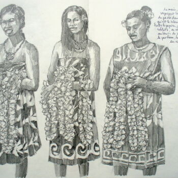 Dessin intitulée "" Les colliers "" par Philippe Brobeck, Œuvre d'art originale, Crayon