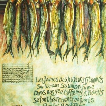 Рисунок под названием "les harengs haut pe…" - Philippe Brobeck, Подлинное произведение искусства, Карандаш