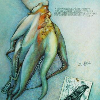 Рисунок под названием "le poulpe" - Philippe Brobeck, Подлинное произведение искусства, Карандаш