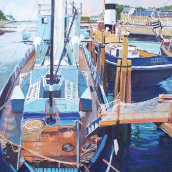 Peinture intitulée "l'ondee au port de…" par Philippe Brobeck, Œuvre d'art originale, Gouache