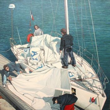 Картина под названием "retour de mer le pl…" - Philippe Brobeck, Подлинное произведение искусства, Масло