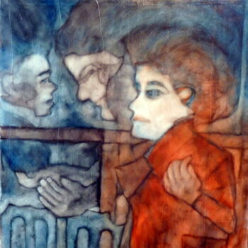 Картина под названием "deux ectoplasmes s'…" - Philippe Butto, Подлинное произведение искусства, Гуашь Установлен на Деревян…
