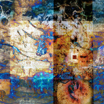 Digitale Kunst getiteld "Les taureaux numéri…" door Philippe Cadet, Origineel Kunstwerk, 2D Digital Work