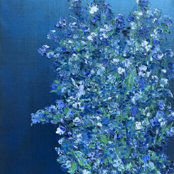 Painting titled "BLUE BUSH" by Philippe Ceulemans, Original Artwork, Oil