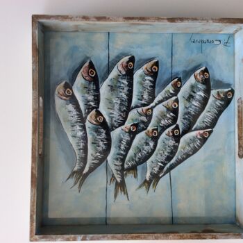 Peinture intitulée "Plateau sardines" par Philippe Coeurdevey, Œuvre d'art originale, Acrylique