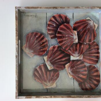 Painting titled "Plateau coquilles s…" by Philippe Coeurdevey, Original Artwork, Acrylic