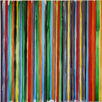 Painting titled "LIGNES DE COULEUR" by Philippe Combis (PhilIppe CBS), Original Artwork, Gouache Mounted on Wood Stretcher f…