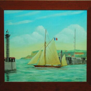 Peinture intitulée "Petit yacht au Havr…" par Philippe Conrad, Œuvre d'art originale