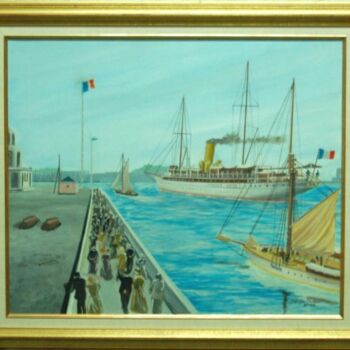 Ζωγραφική με τίτλο "Le yacht Atmah" από Philippe Conrad, Αυθεντικά έργα τέχνης
