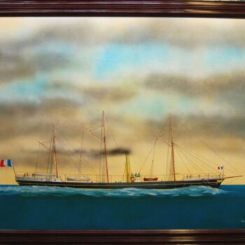 Pittura intitolato "Yacht "Hirondelle"o…" da Philippe Conrad, Opera d'arte originale