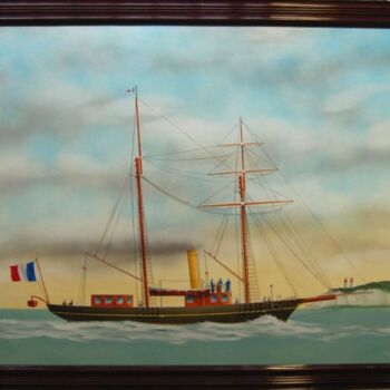 Painting titled "Yacht "Fauvette"à M…" by Philippe Conrad, Original Artwork