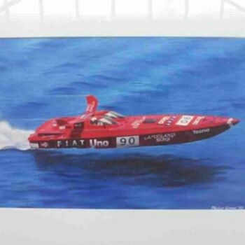 Painting titled "Offshore Fiat Uno" by Philippe Conrad, Original Artwork