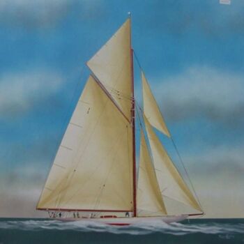 Ζωγραφική με τίτλο "America's Cup yacht…" από Philippe Conrad, Αυθεντικά έργα τέχνης, Λάδι