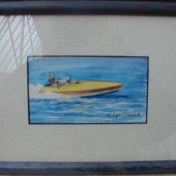 Schilderij getiteld "Small Speedboat" door Philippe Conrad, Origineel Kunstwerk