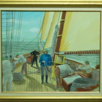 Painting titled "A bord de "Velox"" by Philippe Conrad, Original Artwork