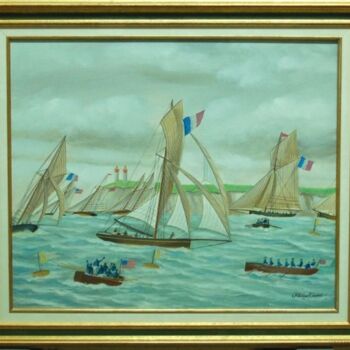 Pintura intitulada "Régates au Havre en…" por Philippe Conrad, Obras de arte originais