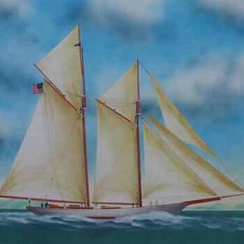 Painting titled "Yacht "Sylvie"" by Philippe Conrad, Original Artwork
