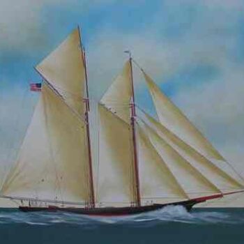 Pintura intitulada "Goelette "Columbia"…" por Philippe Conrad, Obras de arte originais