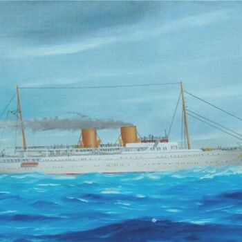 Schilderij getiteld "Yacht "Savarona"" door Philippe Conrad, Origineel Kunstwerk