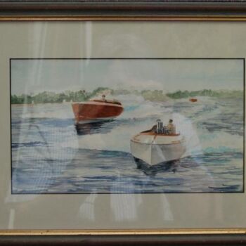 Malerei mit dem Titel "Speedboats" von Philippe Conrad, Original-Kunstwerk