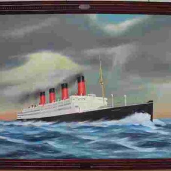 Schilderij getiteld "Liner "Aquitania"" door Philippe Conrad, Origineel Kunstwerk