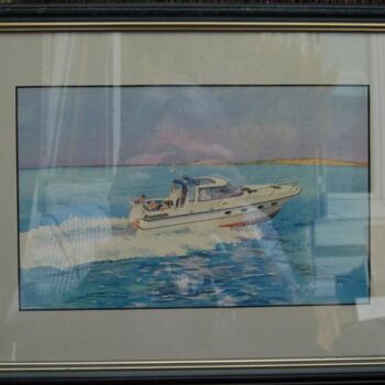 Schilderij getiteld "Petit yacht" door Philippe Conrad, Origineel Kunstwerk