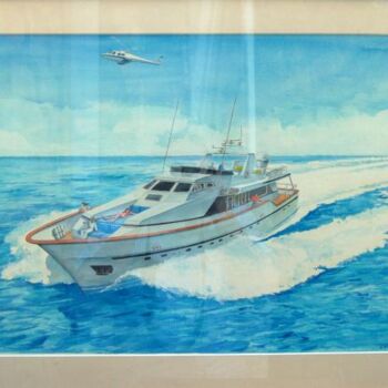 Malerei mit dem Titel "Yacht" von Philippe Conrad, Original-Kunstwerk
