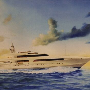 Painting titled "YACHT CHAMAR" by Philippe Conrad, Original Artwork