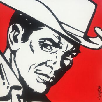Painting titled "The Cowboy" by Philippe Dailler, Original Artwork, Acrylic Mounted on Wood Stretcher frame