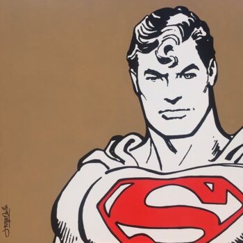 Painting titled "Superman" by Philippe Dailler, Original Artwork, Acrylic Mounted on Wood Stretcher frame