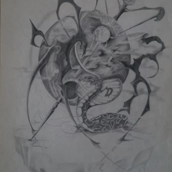 Drawing titled "yin yang" by Philippe Dran, Original Artwork