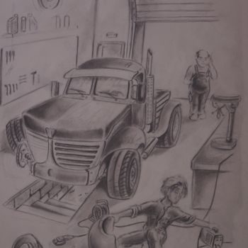 Drawing titled "atelier" by Philippe Dran, Original Artwork