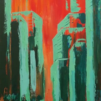 Painting titled "Building" by Philippe Dran, Original Artwork, Acrylic