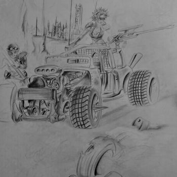 Drawing titled "mad Max" by Philippe Dran, Original Artwork, Pencil