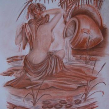 Dessin intitulée "baignade" par Philippe Dran, Œuvre d'art originale, Crayon