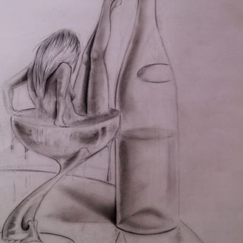 Drawing titled "COCTAIL" by Philippe Dran, Original Artwork, Pencil