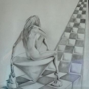 Drawing titled "Equilibre" by Philippe Dran, Original Artwork, Pencil