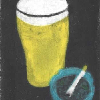 Gravures & estampes intitulée "Bière clope" par Philippe Drouot, Œuvre d'art originale, Gravure