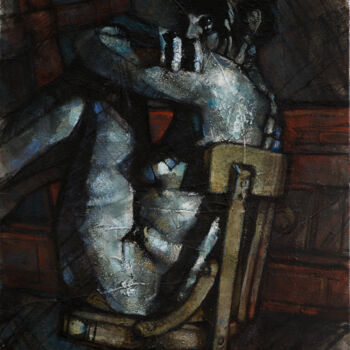 绘画 标题为“La chaise” 由Philippe-Emmanuel Amirault, 原创艺术品, 油 安装在木质担架架上