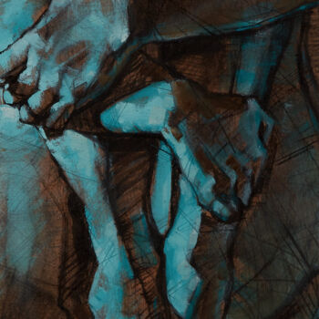 Pintura titulada "Le noeud bleu" por Philippe-Emmanuel Amirault, Obra de arte original, Oleo