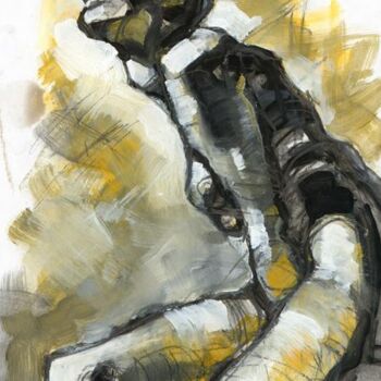 Peinture intitulée "Nu assis marron" par Philippe-Emmanuel Amirault, Œuvre d'art originale