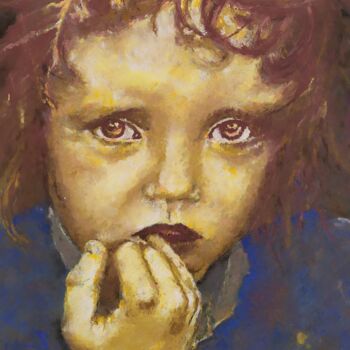 Картина под названием "Enfant visage 05 le…" - Philippe Ernauld, Подлинное произведение искусства, Пастель