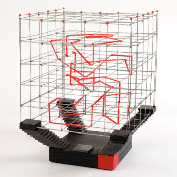 Escultura titulada "RED CONNECTION" por Philippe Fares, Obra de arte original, Acero inoxidable