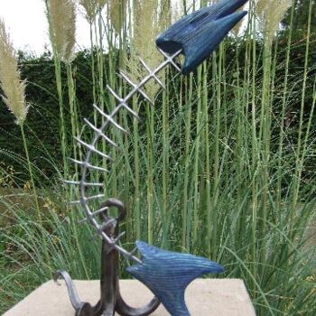 Escultura intitulada "poisson bleu" por Philippe Fautrez, Obras de arte originais