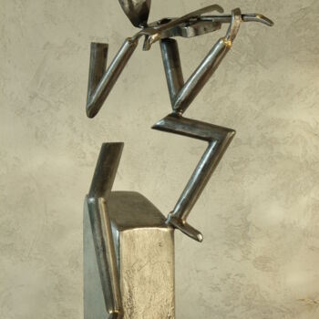 Sculpture titled "Violoniste." by Philippe Fautrez, Original Artwork, Metals