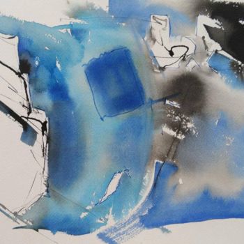 Peinture intitulée "Delire bleuté" par Gaury, Œuvre d'art originale, Aquarelle