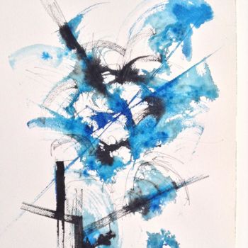 Peinture intitulée "Pantin bleu" par Gaury, Œuvre d'art originale, Aquarelle