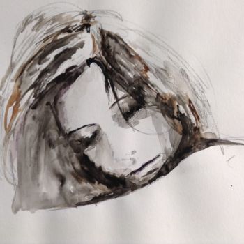 Картина под названием "Stephanie dans ses…" - Gaury, Подлинное произведение искусства, Акварель